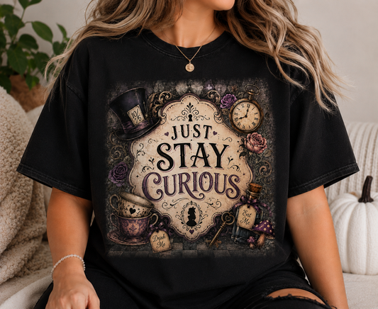 Just Stay Curious – Vintage Wonderland Graphic Tee