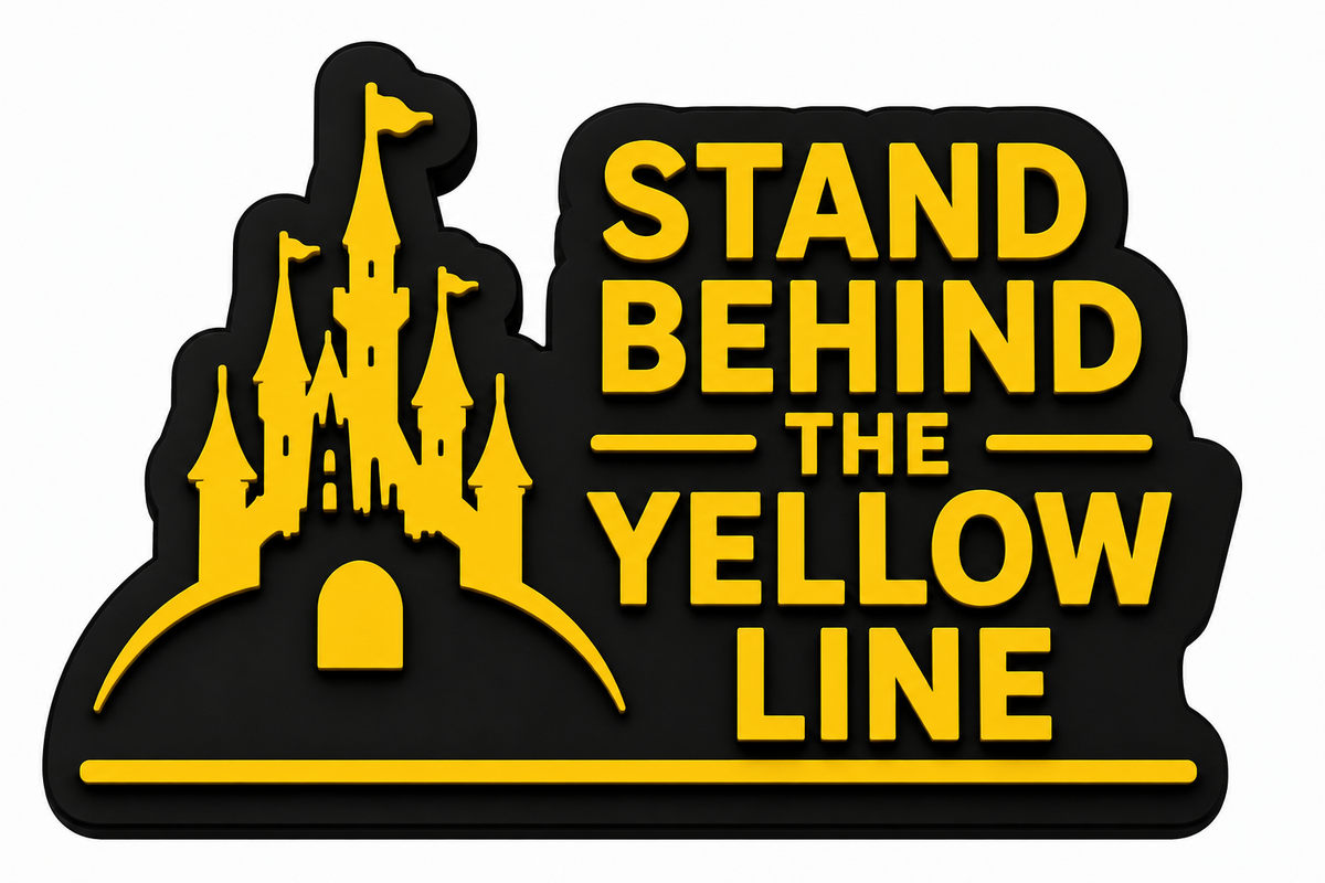 Stand behind the yellow line keychain